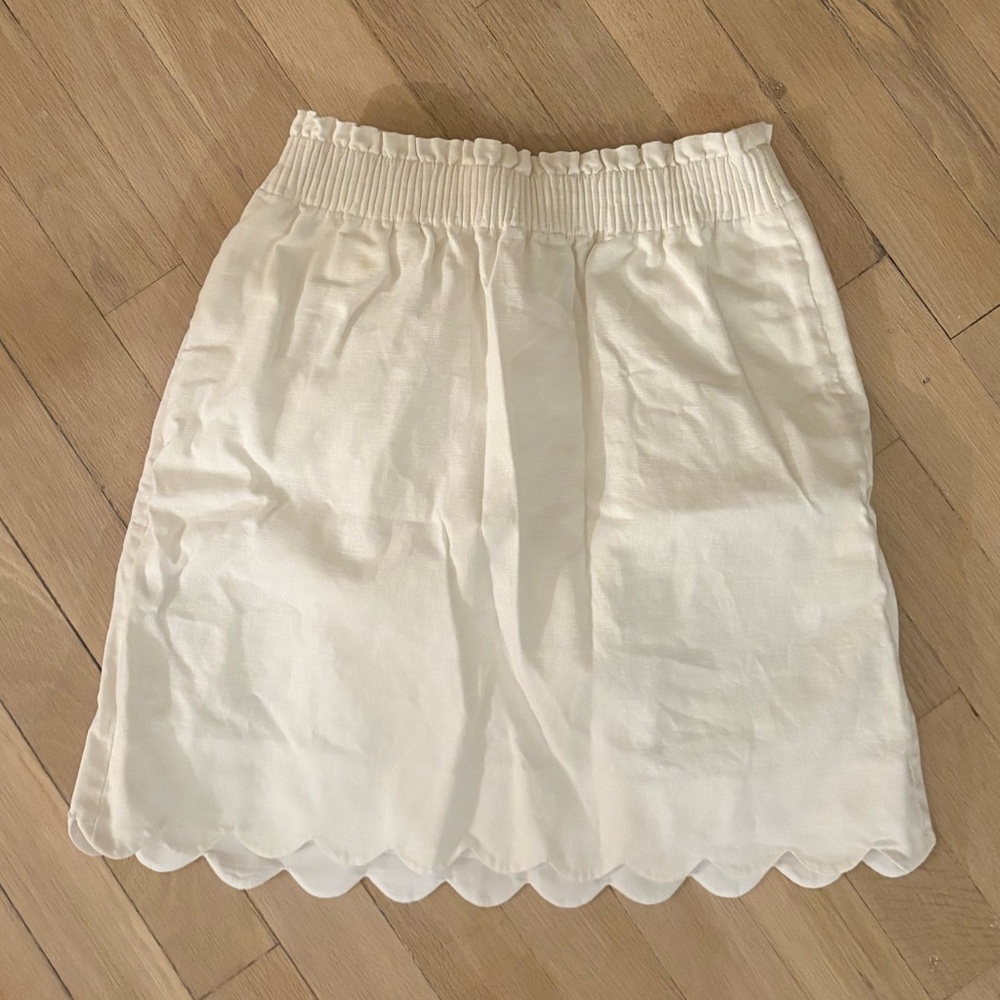 J. Crew White Scalloped Skirt